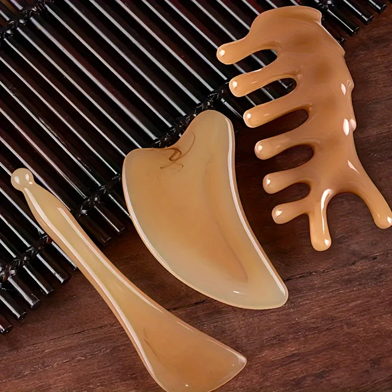 Набор Из 3 Предметов Для Массажа Гуа Ша Скребки Лица Смолы Расслабления Мышц