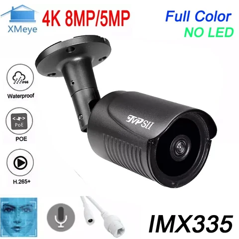 Наружная металлическая камера видеонаблюдения Xmeye, 4K, 8 Мп, 5 МП, H.265 + распознавание лица, ONVIF аудио, полноцветное ночное видение, POE IP