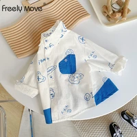 freely move spring long sleeve boys shirts casual lapel camisa cartoon blouses for children kids clothes baby boy shirt