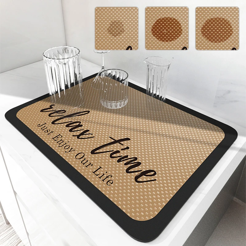 

Простой современный кухонный дренажный коврик с надписью, толстая мягкая дренажная подкладка, нескользящая посуда, бытовое украшение для к...