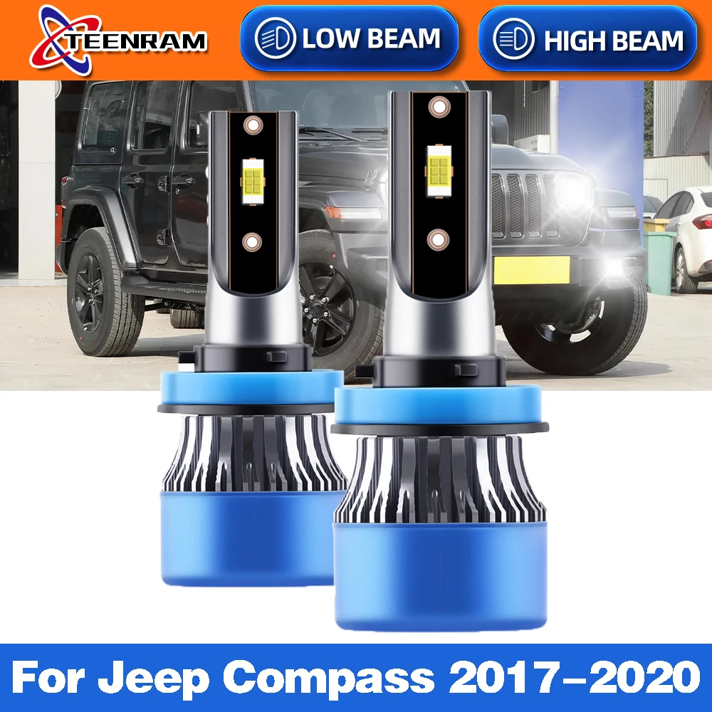 

2Pcs 120W 20000LM Car LED Headlight Bulbs 9005 HB3 H11 Headlamps Canbus Car Light Turbo Lamps For Jeep Compass 2017-2020