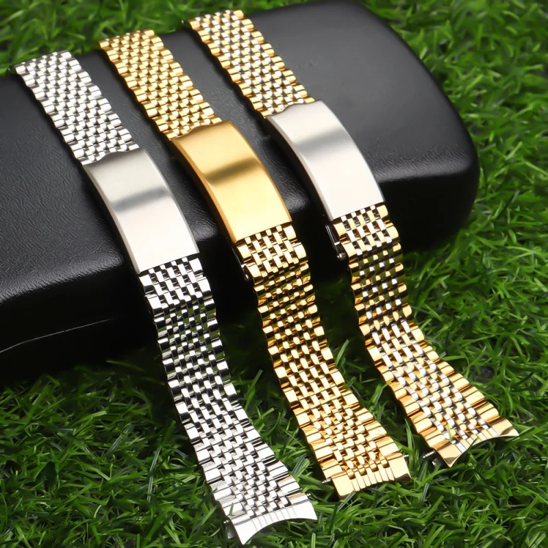 

Watch Accessories Band 18mm 19mm 20mm Bead of Rice Watch Strap For Omega Seamaster watchband Curved End Stainless Steel Bracelet
