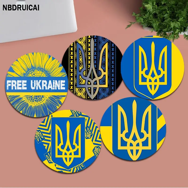 

Patterned Ukraine Flag Animation Round Kawaii Cartoon Anime Gaming Mouse Pad Keyboard Mouse Mats Deskpad Girls For PC Desk Pad