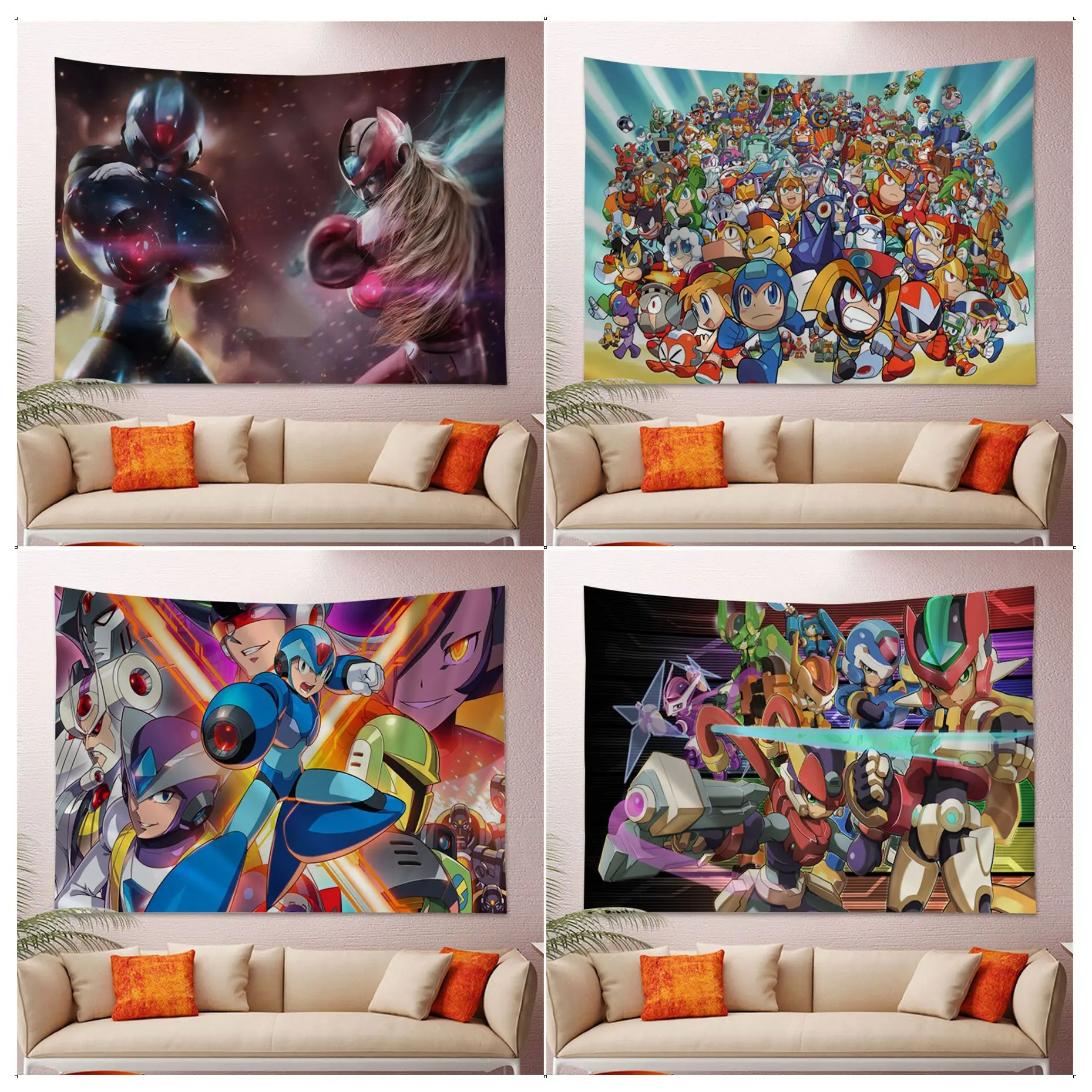 

BANDAI Mega Man Hanging Bohemian Tapestry Art Science Fiction Room Home Decor Cheap Hippie Wall Hanging