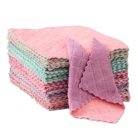 10pcs kitchen stove cleaning rags dish cloths scouring pads non stick oil dish towel reusable thick coral velvet table clean
