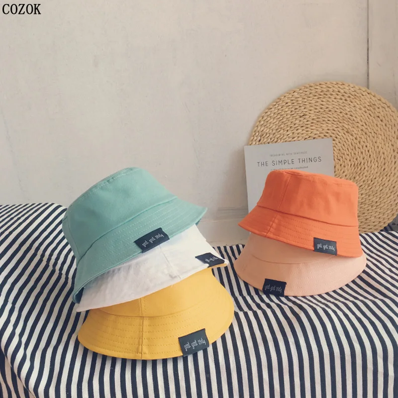 The New Spring Middle And Small Children Solid Color Cotton Bucket Hat Summer Sun Protection Fashion Cute Comfortable Kids Hat
