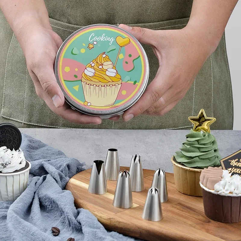 6 шт./набор насадки для украшения тортов из нержавеющей стали