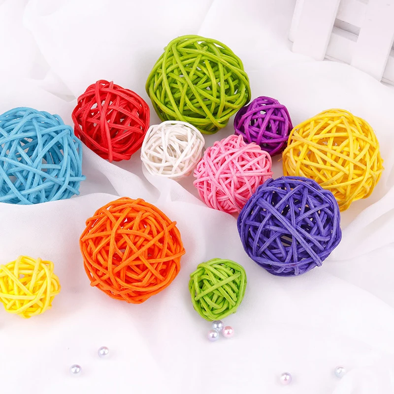 

10Pcs Rattan Ball DIY Ornaments Sepak Takraw Home Ornament Christmas Birthday Wedding Baby Shower Party Sepaktakraw Decoration