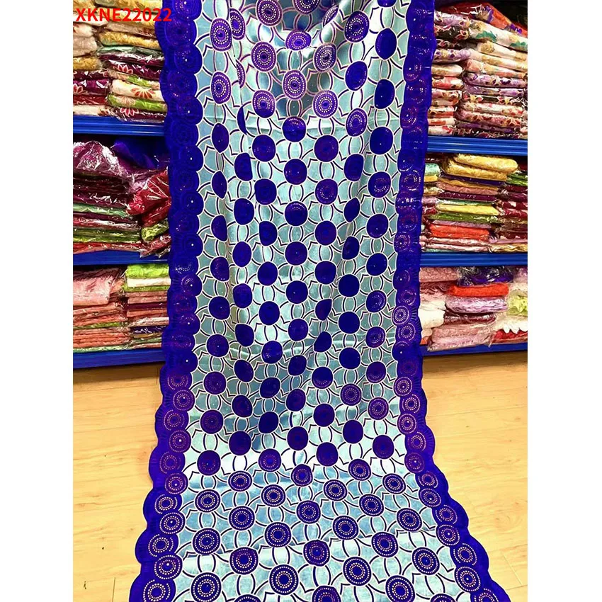 

2022 African Ankara Beautiful cloth lace cotton surface combination 5 yards XKNE22022