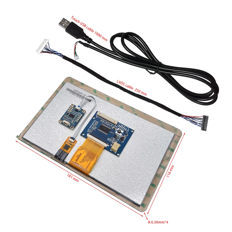 7-дюймовый интерфейс LVDS 1024*600 ЖК-экран 16:9 USB внешняя крышка емкостный сенсорный