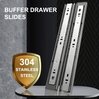 10 20 inch stainless steel drawer slides soft close cabinet rail slide three section track furniture hardware accessories