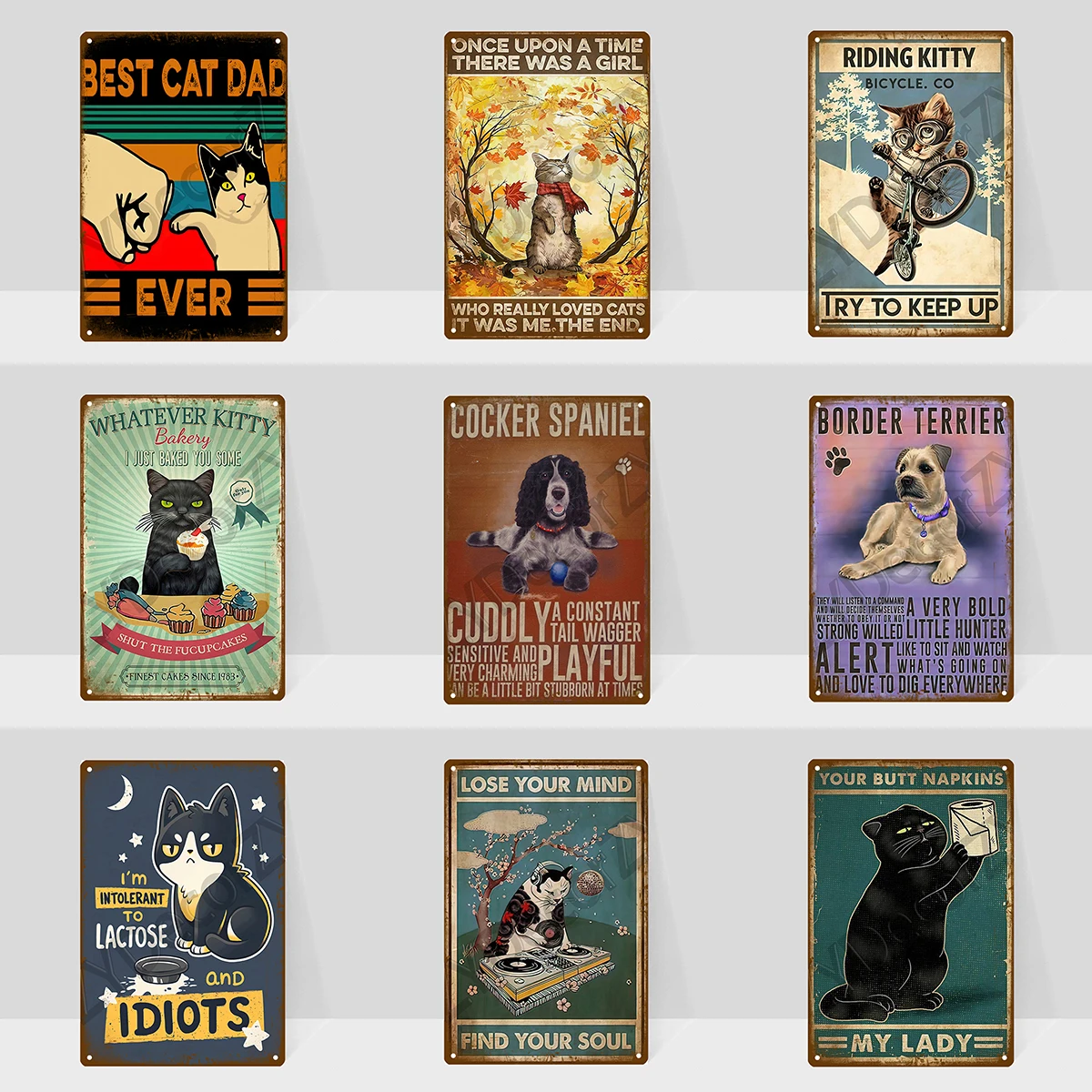 Винтажная металлическая Жестяная Табличка в виде кошки декоративная настенная