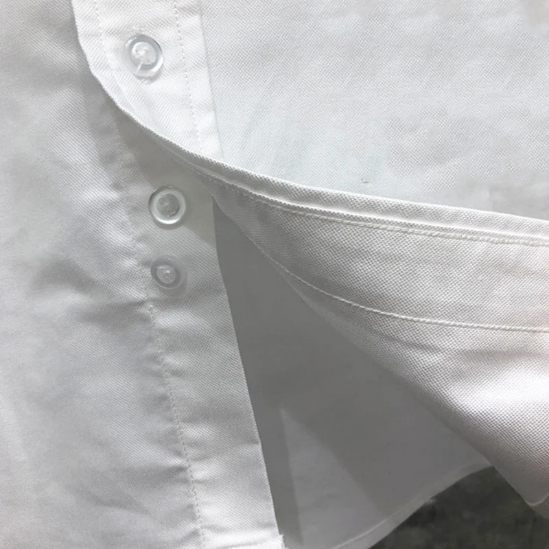 TB THOM Shirt  Fashion Brand Men's Shirt RWB Cuff Stripe Casual Cotton Oxford Slim Fit Custom Wholesale  High Quality TB Shirt