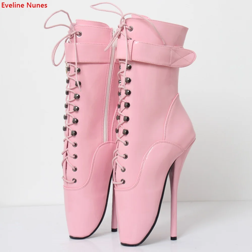 Женские ботильоны на шпильке балетки из лакированной кожи с перекрестными