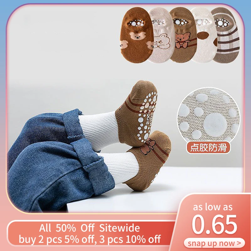 

Cartoon Baby Boat Socks Rubber Bottom Toddler Anti Slip Floor Sock Newborn First Walkers Kid Accessories for Girl Boy Cotton Sox