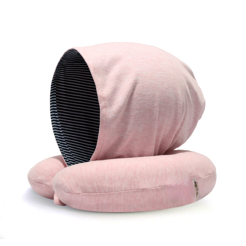 

U-образная подушка с капюшоном, Офисная Подушка для сна с эффектом памяти, хлопковая подушка для защиты шеи, подушка для путешествий на автом...