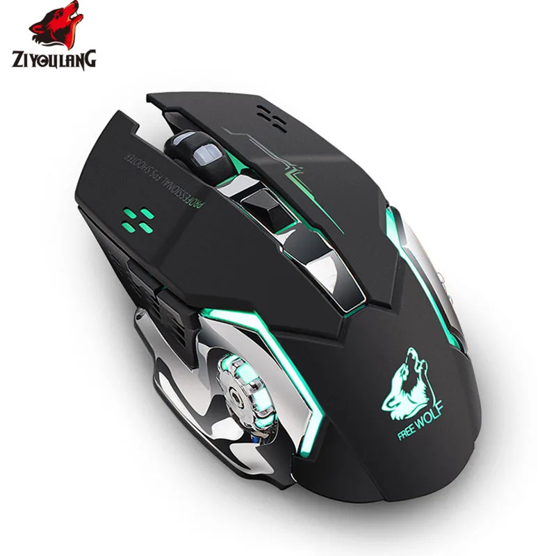 

Беспроводная игровая мышь ZIYOULANG X8 2400DPI, цветная дышащая Механическая мышь с 6 кнопками и гальваническим покрытием