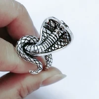 cobra snake ring for women stripe limbless reptile animal gothic biker ring mans punk rock style viking ring jewelry