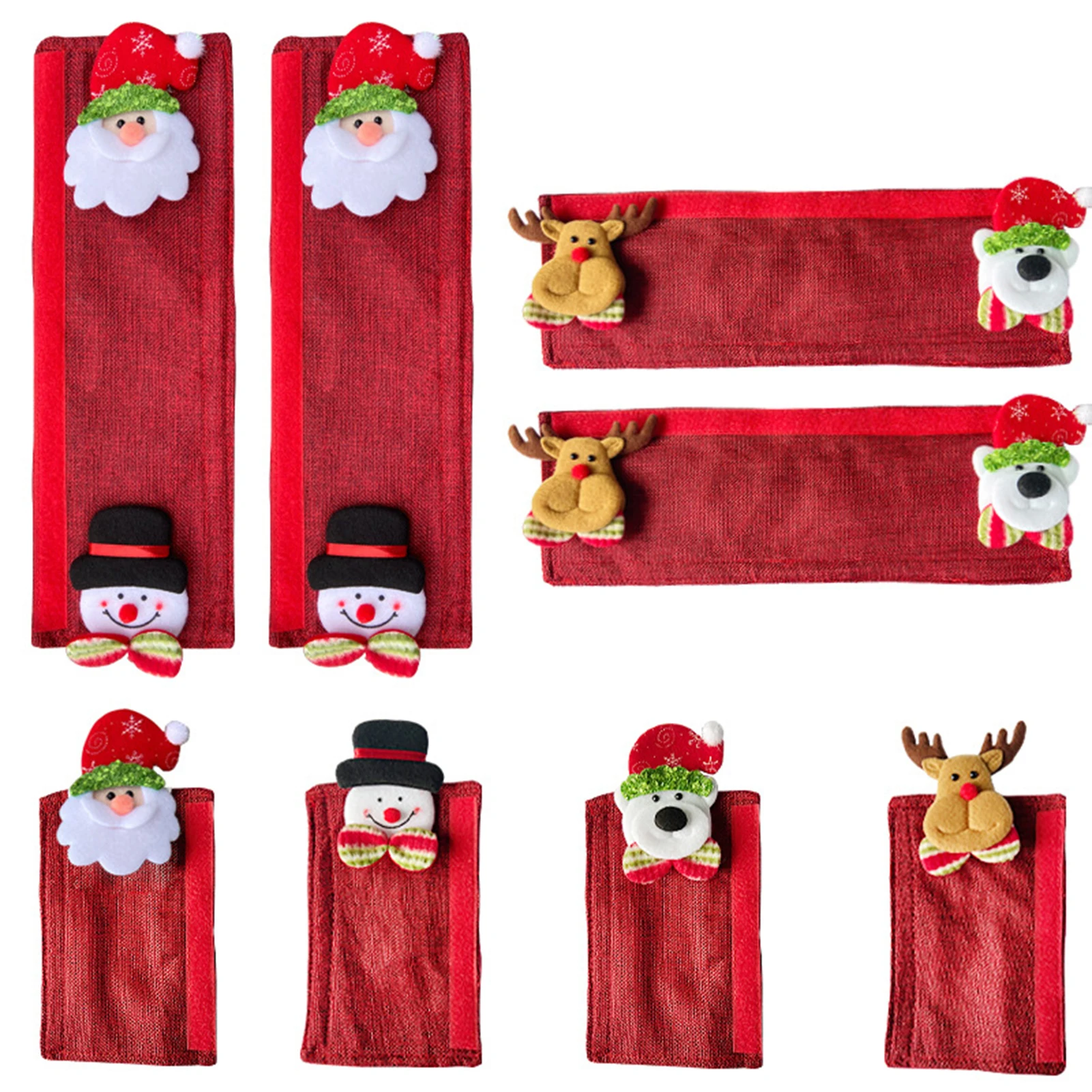 

8pcs Christmas Refrigerator Handle Cover With Santa Claus Elk Pattern Appliance Handle Decor Christmas Kitchen Decor