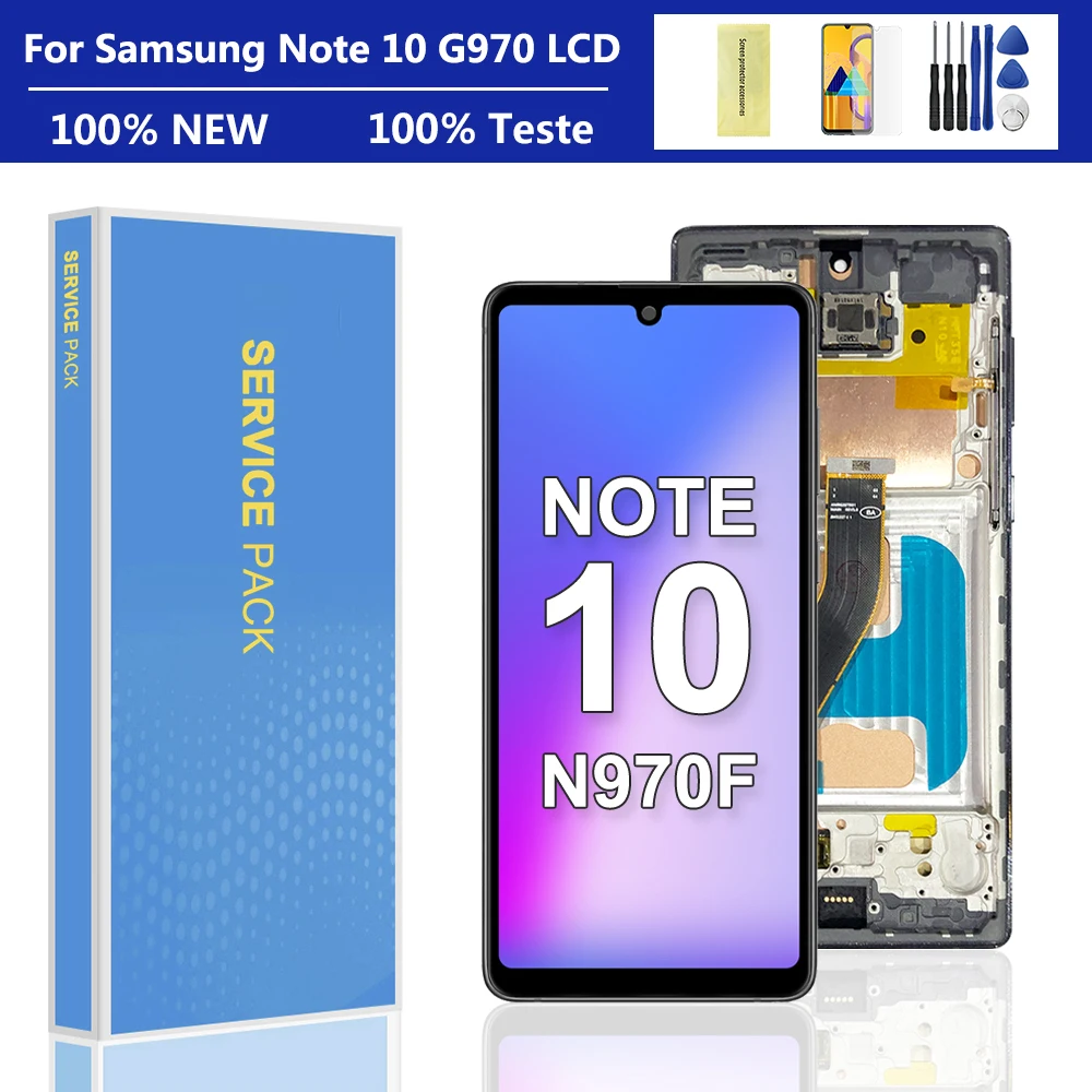 

100% Test For Samsung Galaxy Note 10 LCD N970F N970 N970 Display Touch Screen with frame Digitizer For Samsung Note10 Display