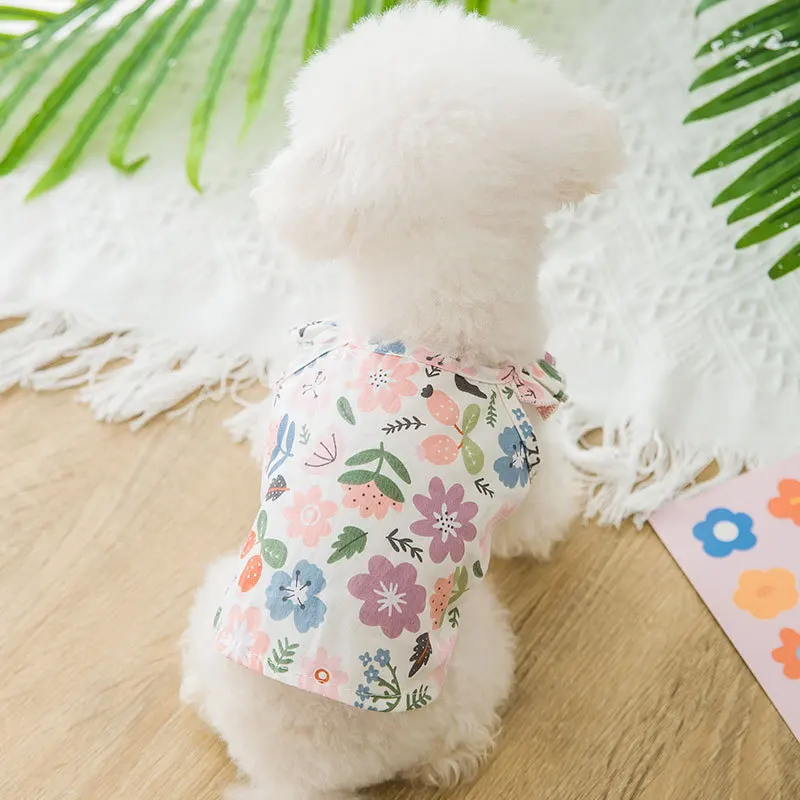 

Cute Dog Clothes Spring Summer Floral Flower Puppy Vest Small Dogs Thin Clothes Pet Teddy Cat Skirt Clothing Dog Supplies