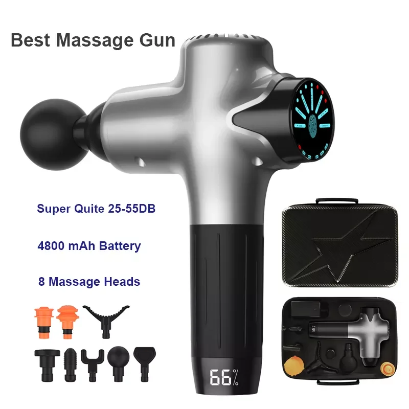 

Profile 4800 mAh Deep Tissue Muscle Massage Gun 8 Heads Therapy Fascia Massager Body Relaxation Fitness Pain Relief