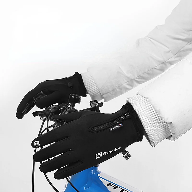 Cycling Skiing Gloves Bicycle Warm Waterproof Touchscreen Thermal Bike Ski Outdoor Camping Motorcycle Riding Full Finger Glove