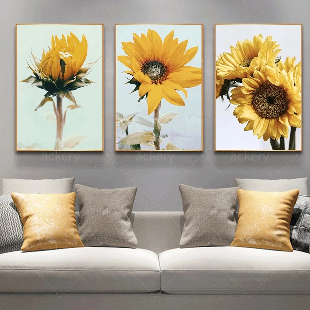 

Sunflower Pattern Modern Canvas Painting Nordic Minimalist Living Room Decoration Still Life Flowers Poster HD Print Wall Decor