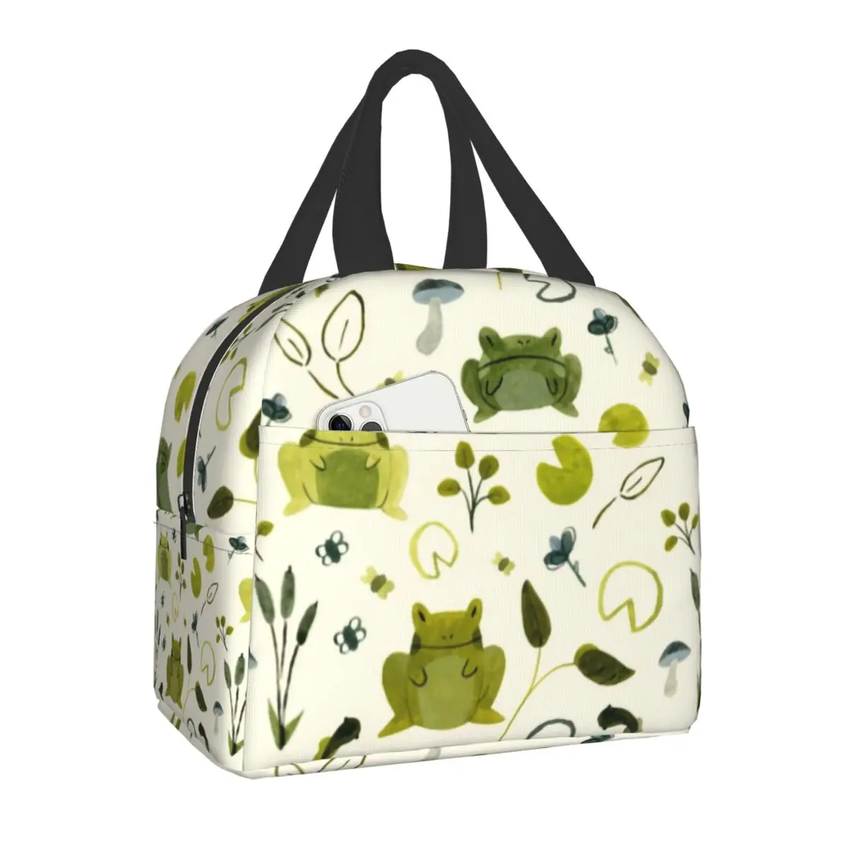 

Froggy Friend Изолированные сумки для обеда с рисунком для улицы лампа для пикника Frog водонепроницаемый термоохладитель Bento Box для женщин и детей