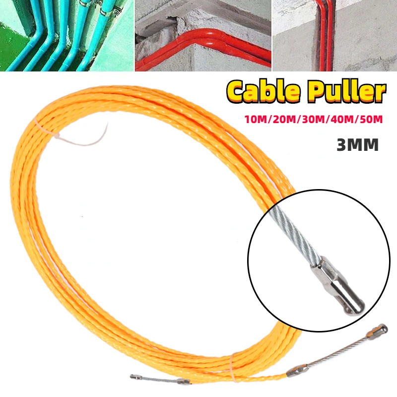 

10 м/20 м/30 м 3 мм кабель-Съемник рыболовная лента желтый кабель рыболовная лента из стекловолокна Катушка-Съемник Стекловолоконный металличе...