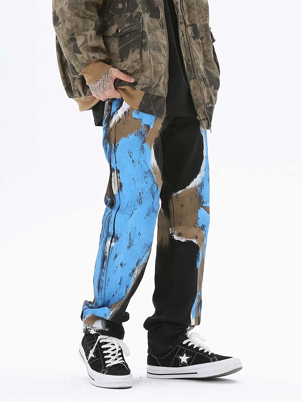 painted baggy jeans streetwear pants for men y2k men’s jeans men clothing  HIP HOP denim jeans