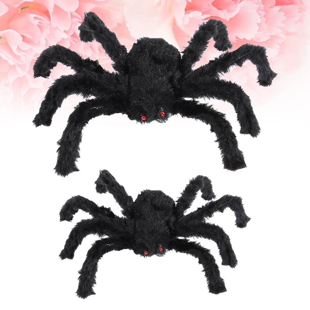 

2PCS Artificial Spider Toy Plush Black Spider Toy Scary Party Props Simulation Spider for Halloween Decoration Liquidation