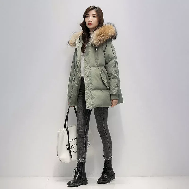 New Down Cotton Parka Fashion Casual Loose Shorts Women Padded Coats Hooded Fur Collar Female Spliced Jackets LJ3342
