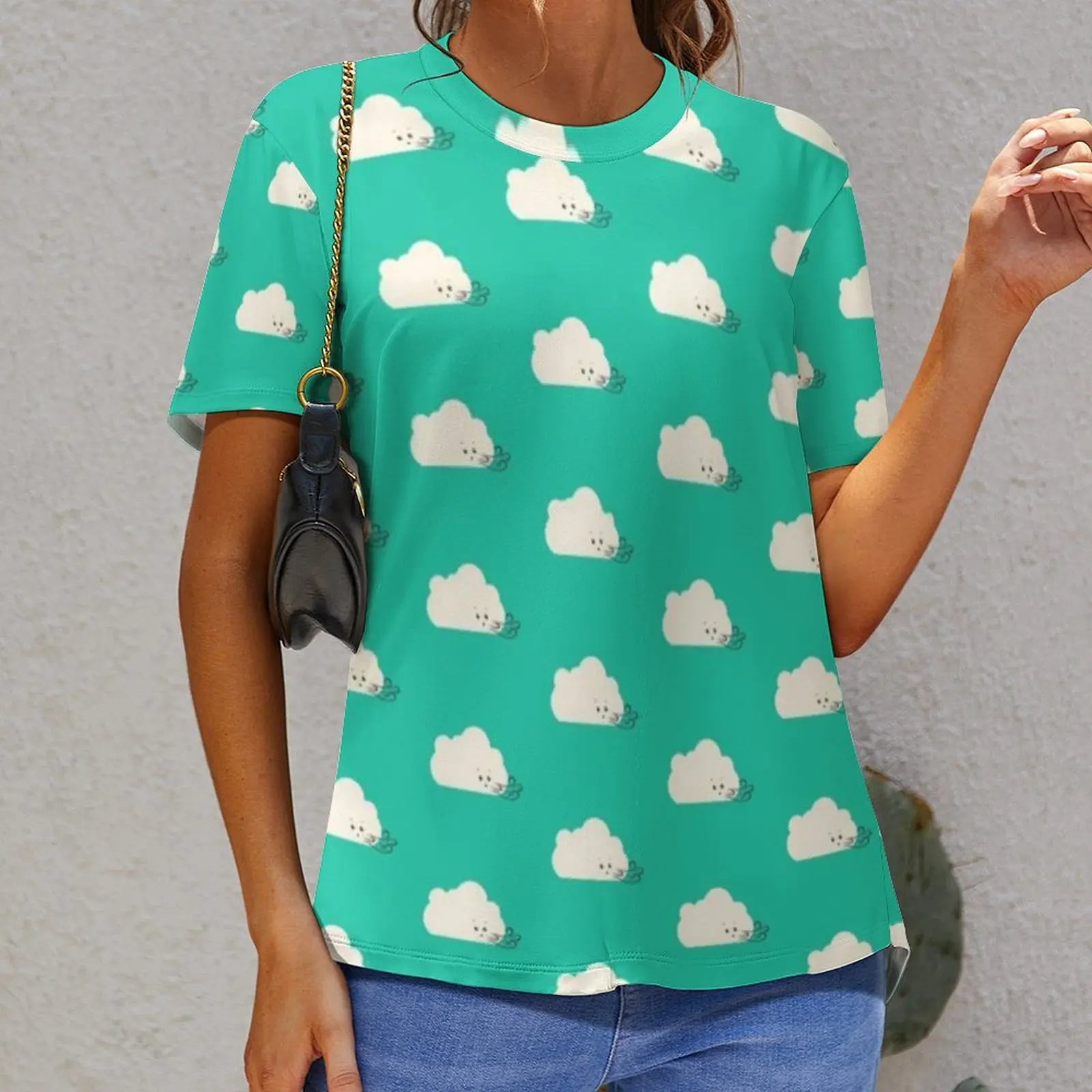 Женская футболка Забавная с круглым вырезом коротким рукавом Gust of Wind Хип-хоп