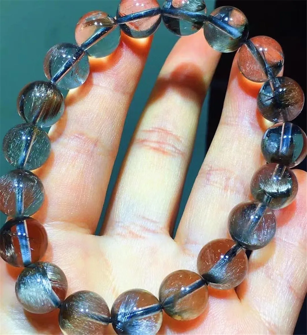 

10mm Natural Silver Brookite Platinum Rutilated Round Beads Bracelet Woman Man Healing Gift Wealth Crystal Quartz Jewelry AAAAA