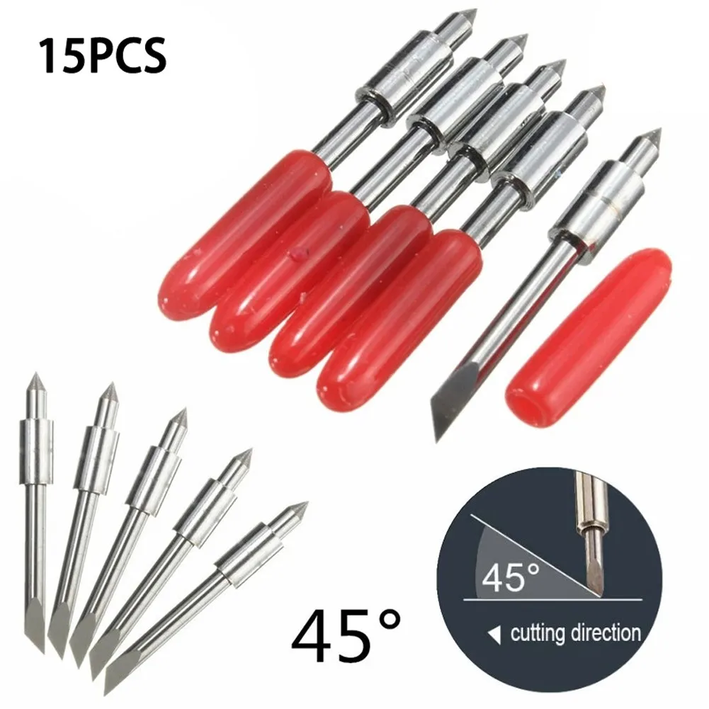 

15Pcs 45 Degree Vinyl Cutter Plotter/Printer Blades For CB15 CB15U With A Sprin Cutter Offset Replacement Carving Tool Machine