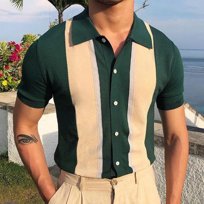 

New Men's Shirt Summer Hit Color Pure Cotton Fashion Slim-fit Lapel Short-sleeved T-shirt High-quality Man's Shirts