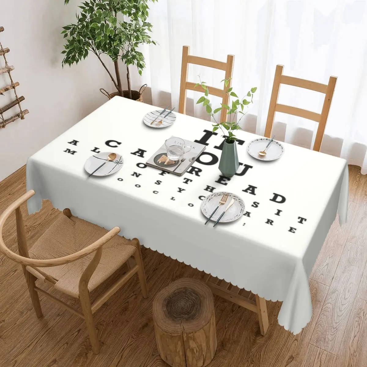 

Funny Eye Test Tablecloth Rectangular Oilproof Optician Optometrist Table Cover Cloth for Dining Room