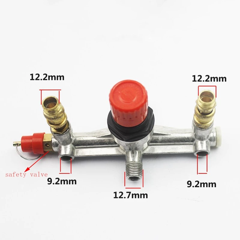 Push-pull Valve Switch Control Manifold Regulator Gauges Aluminum Bracket Red Cap Pressure Relief Valve