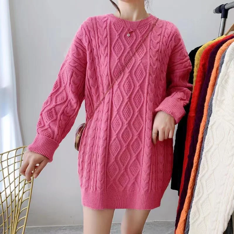 

Fashion Ladies Cardigan Winter Pullover Twist Coat Sweater Loose Women Jacket Thick Autumn Sweater Keep Warm Woollen Sweater