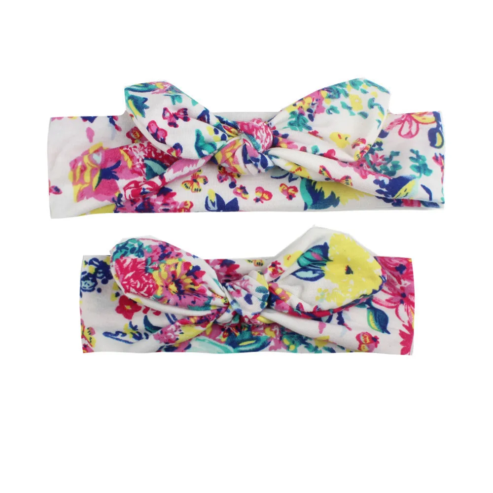 Flower Print Parent-child Baby Hair Accessories Headwear Children's Print Bow Headband 7 Colors