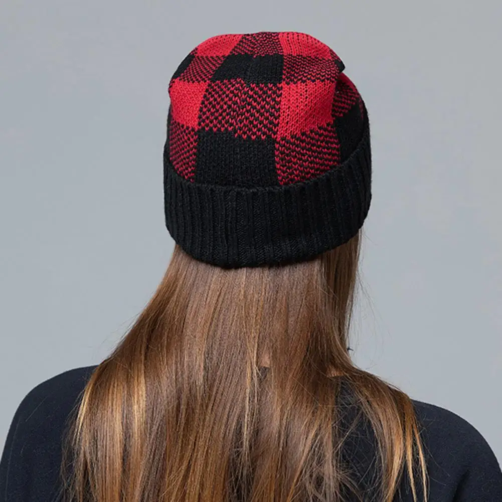 Unisex Headlamp Hat LED 3 Modes USB Charging Autumn Winter Cuffed Windproof Warm Plaid Knitting Beanies Hat For Outdoor