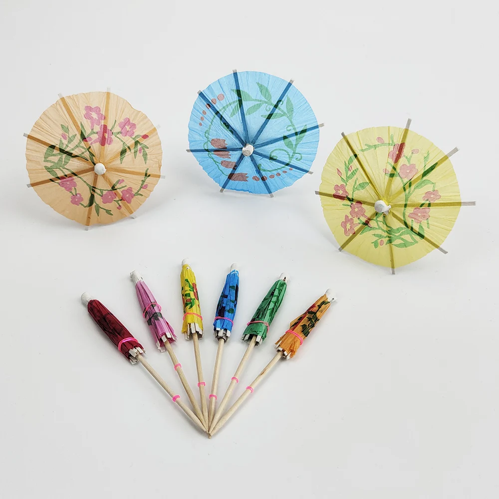 

10cm50pcs Umbrella Bamboo Stick Cocktail Decoration Decoration Umbrella Bamboo Stick Party Hawaii Beach Themed Party Decoration