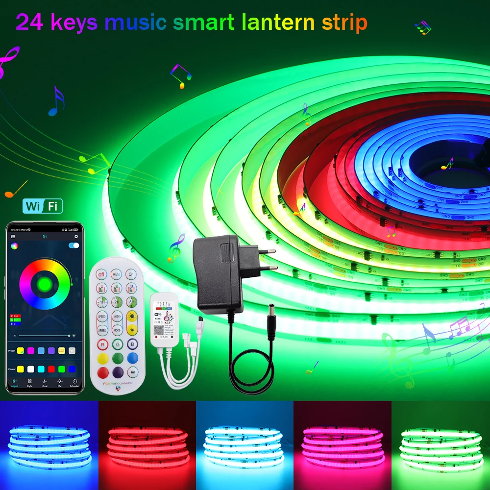 

WIFI RGB COB LED Strip Light WS2811 Dream Color FOB LED Tape Individually Addressable 720Leds/m Magic Colorful Ribbon DC12V 24V