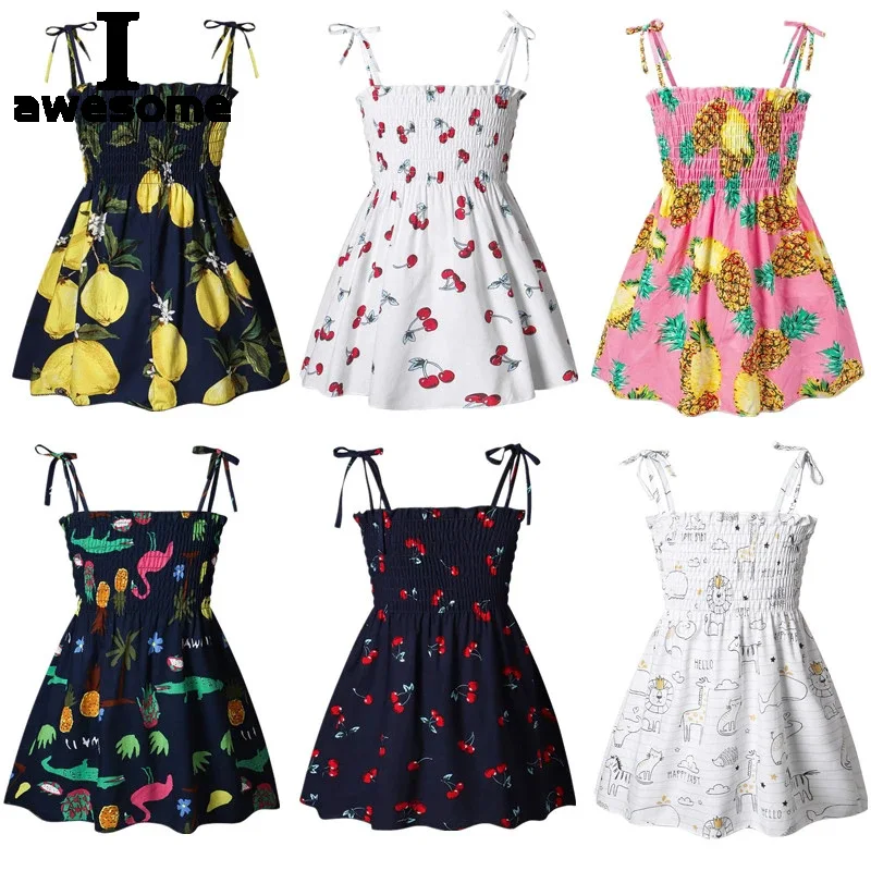 Купи 1-6 Y Children Girls Sleeveless Flower Print Sundress Kids Casual Clothes Summer Princess Dress Baby girls Party Pageant Dresses за 48 рублей в магазине AliExpress