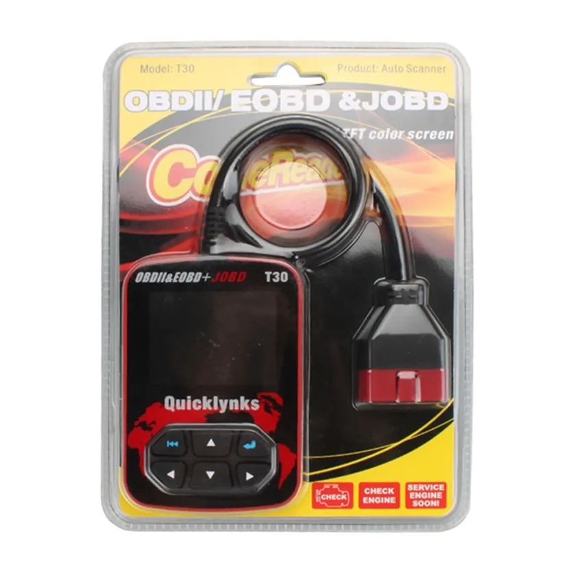 Оригинальный сканер QUICKLYNKS OBDII/EOBD/JOBD T30 диагностический прибор Highen считыватель