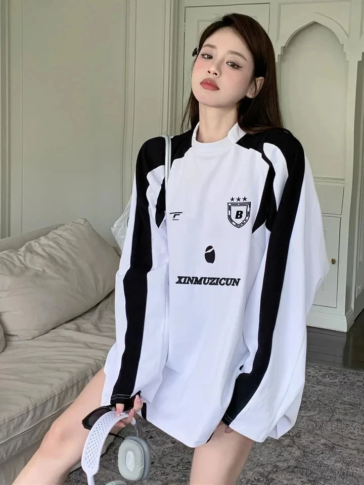 Футболка женская оверсайз с длинным рукавом