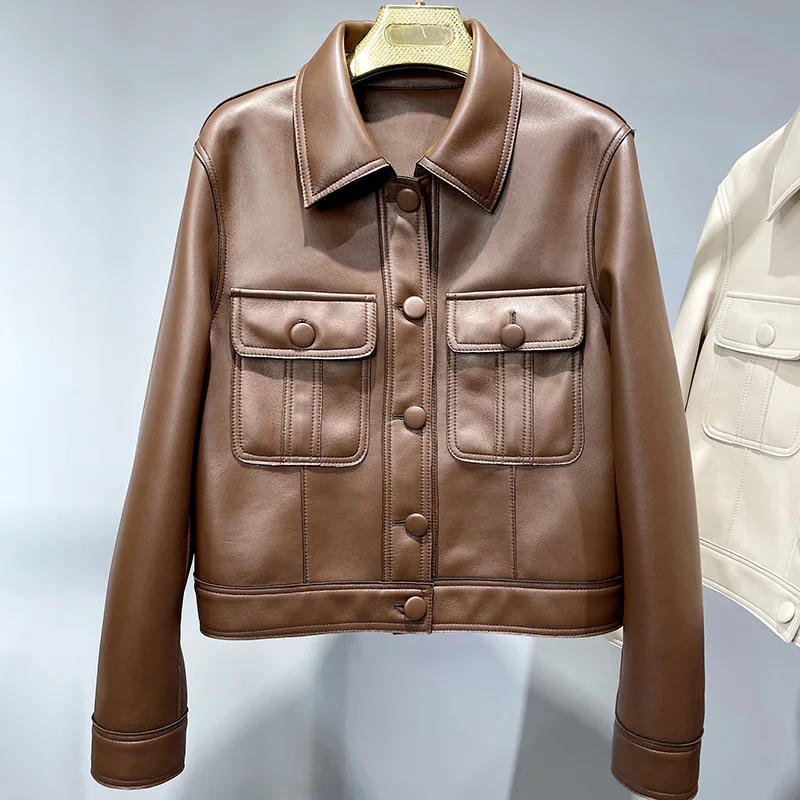 Новинка 2022 женская кожаная куртка Женская демисезонная куртка-бомбер для