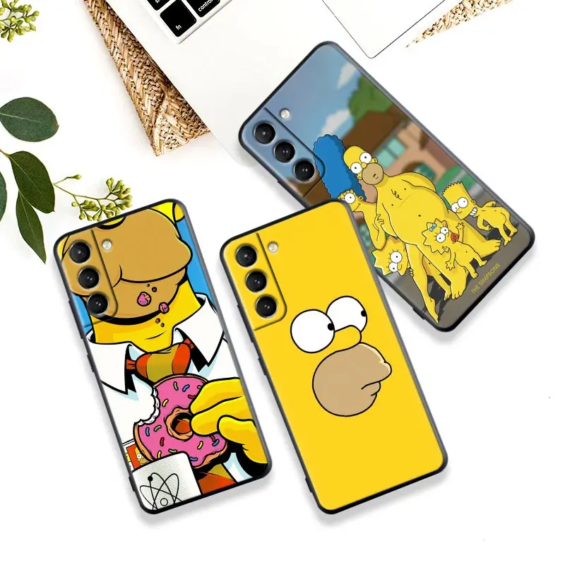 

Cartoon Homer S-Simpson-Family Silicone Case For Samsung S23 Ultra S22 5G S21 S20 FE Back Cover For Galaxy S22 s23 S10 Plus Case