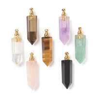 2pcs natural stone perfume bottle pendant bullet shape openable essential oil diffuser pendant for diy necklace jewelry making